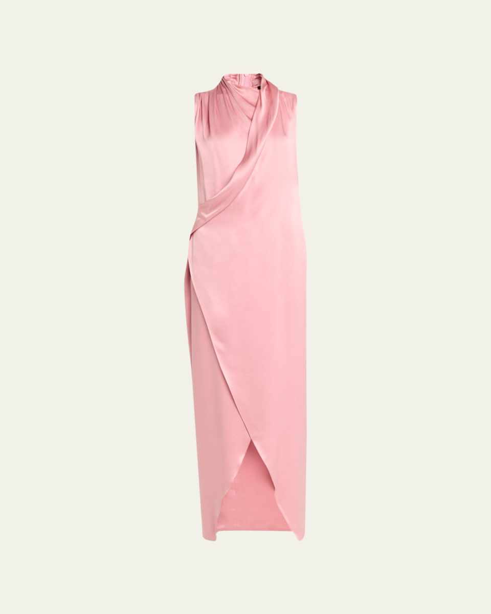 Draped Cowl-Neck Silk Gown